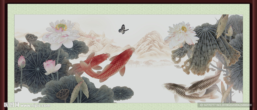荷花鲤鱼图