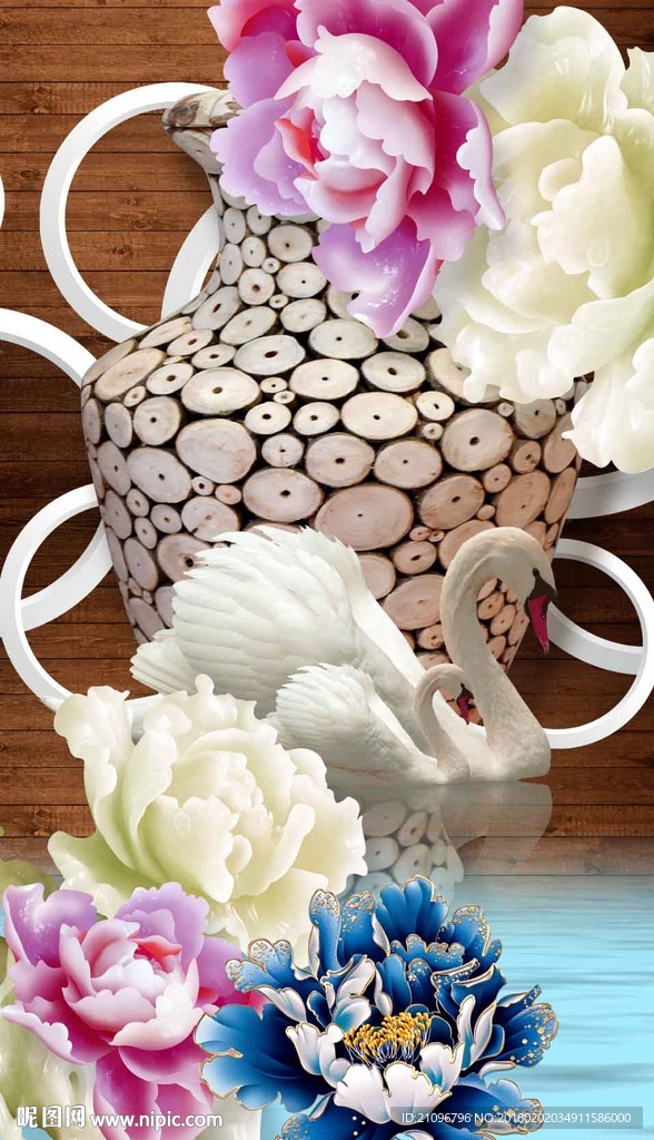 3d玄关牡丹