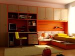 橘色小卧室