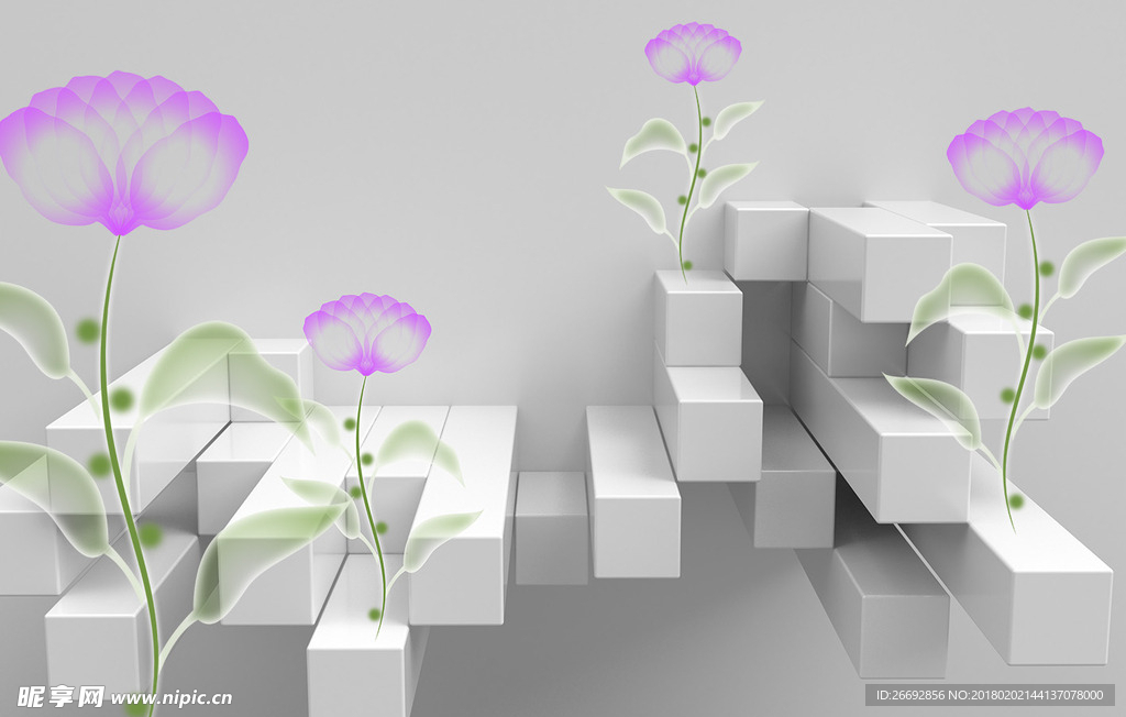 3D立体花朵背景图