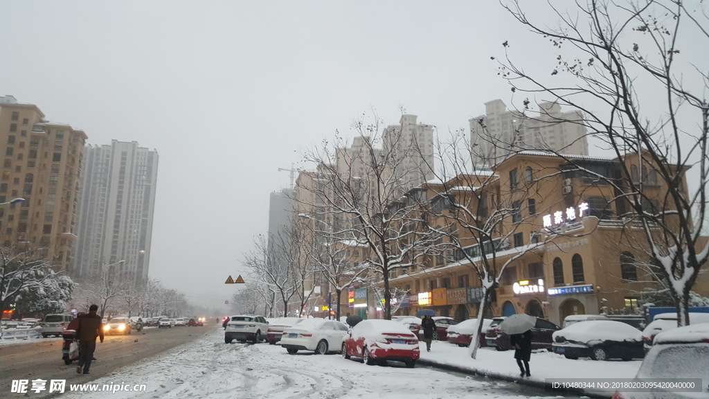 城市雪景