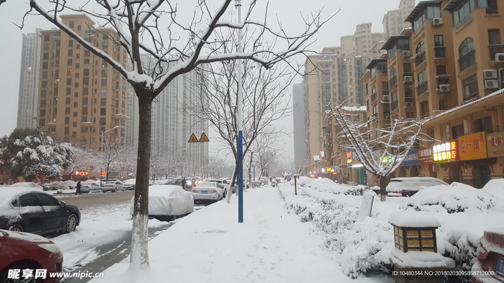 城市雪景