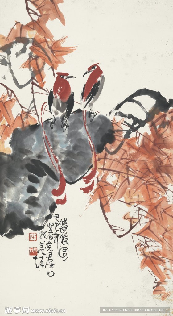 双绶图 镜心