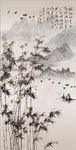 竹林山水玄关水墨背景底纹素材