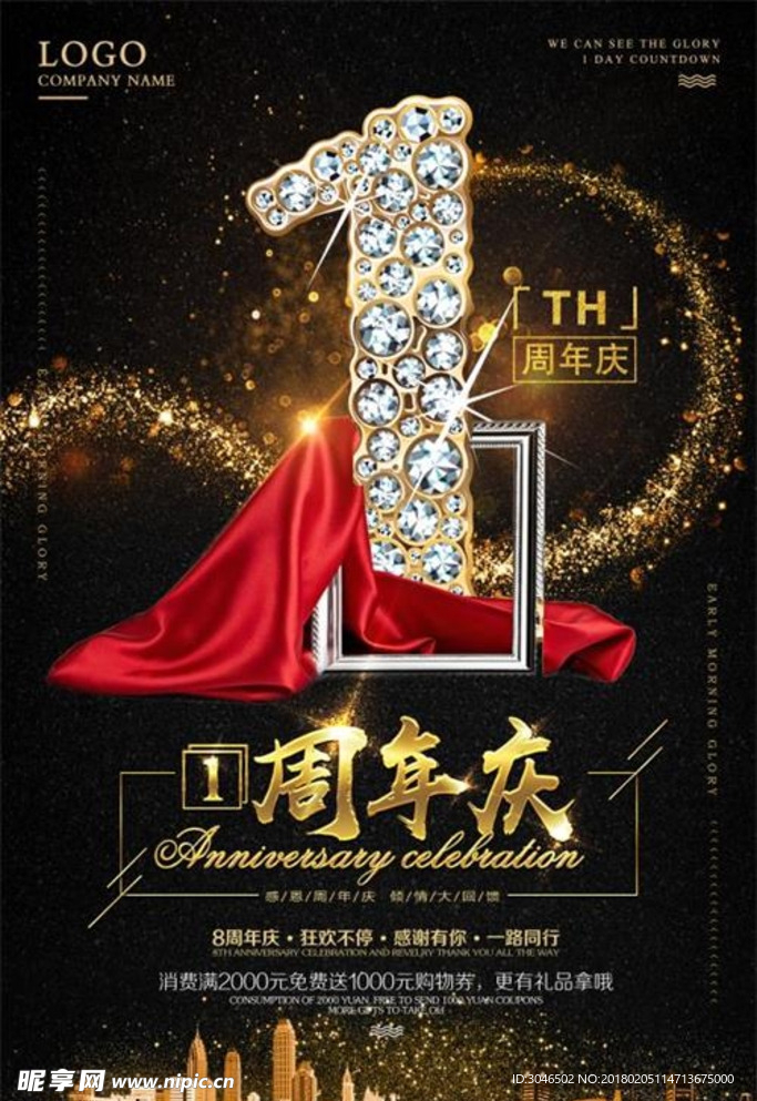 房地产1周年庆楼盘周年庆海报