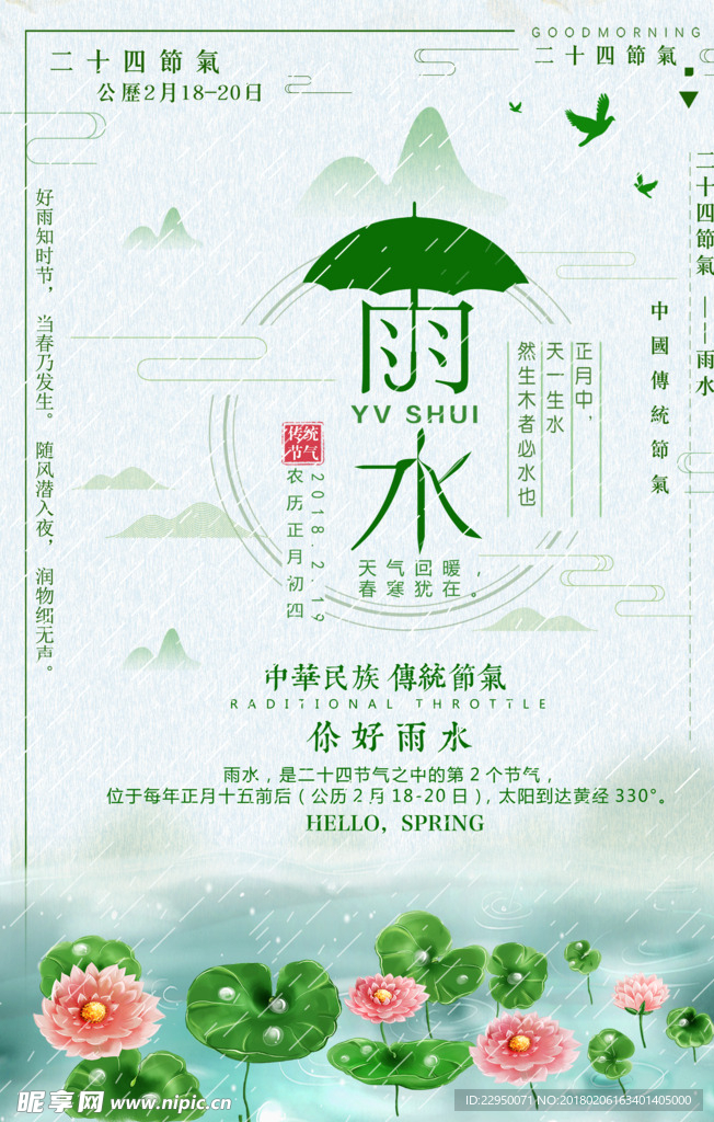 二十四节气雨水海报