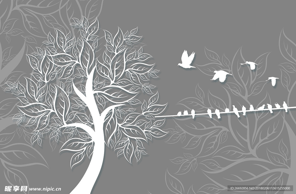 壁纸树木小鸟