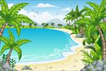 唯美手绘夏日海滩背景