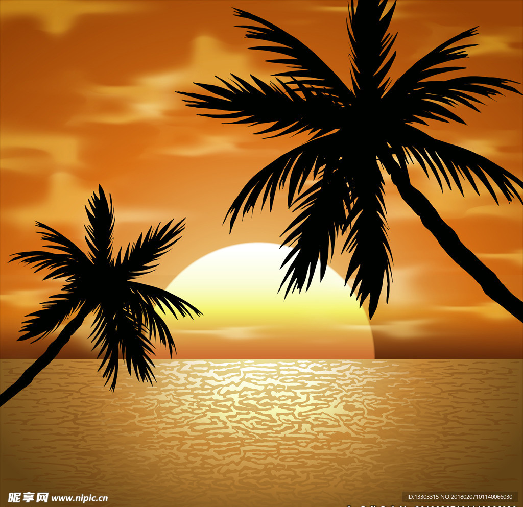 唯美夕阳场景背景