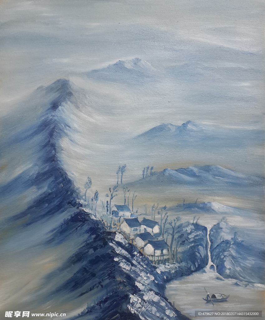 国画山脉油画