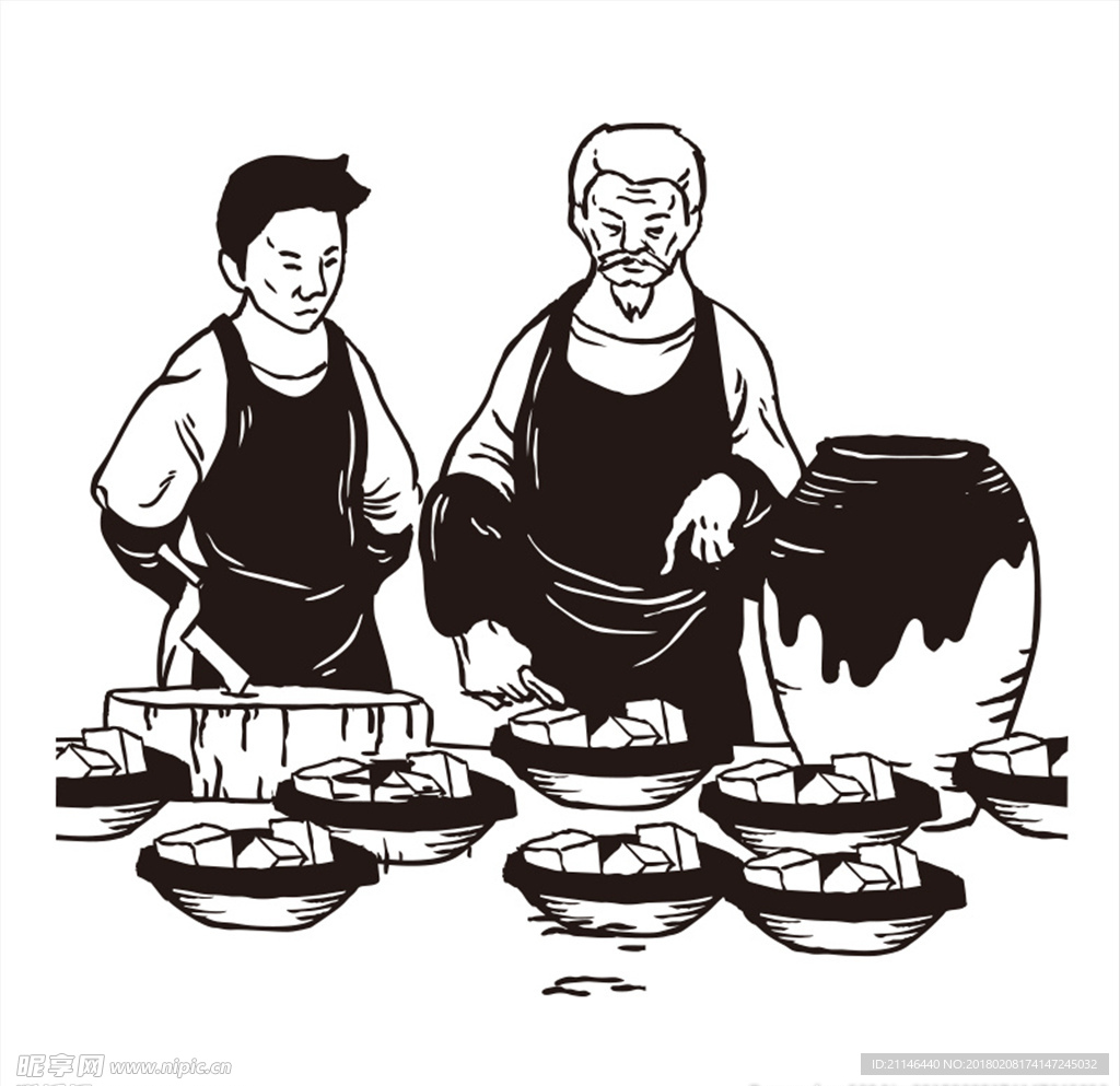 AI磨豆腐插画印刷雕刻矢量