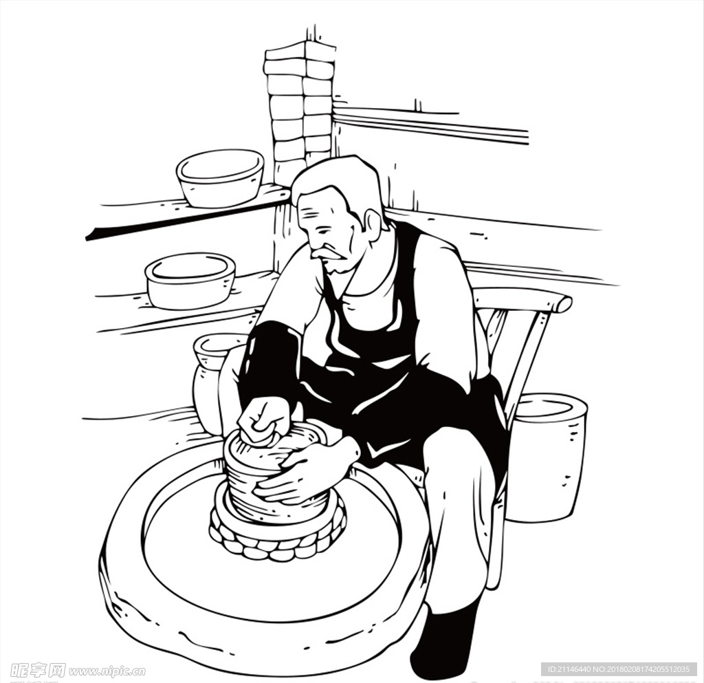 AI磨豆腐插画印刷雕刻矢量