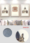 欧美复古建筑风景无框画装饰画