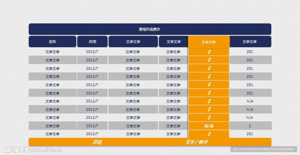 重点项目强调PPT表格模板