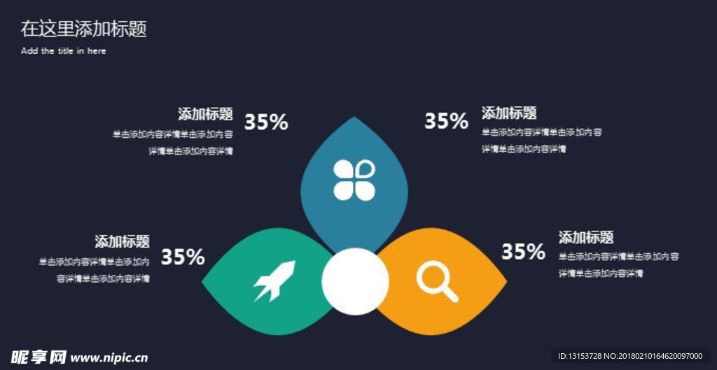 三叶草形并列说明PPT模板