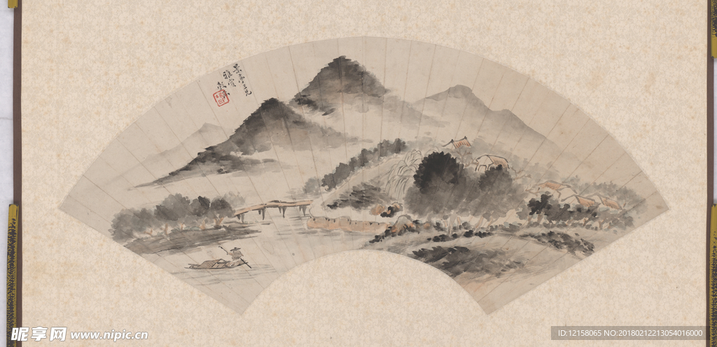 山水扇面