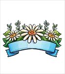 彩色春季花卉标签矢量图
