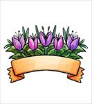 彩色春季花卉标签矢量图