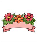 彩色春季花卉标签矢量图
