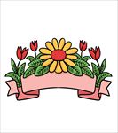 彩色春季花卉标签矢量图
