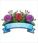 彩色春季花卉标签矢量图