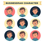 9款彩绘商务男子表情头像矢量图