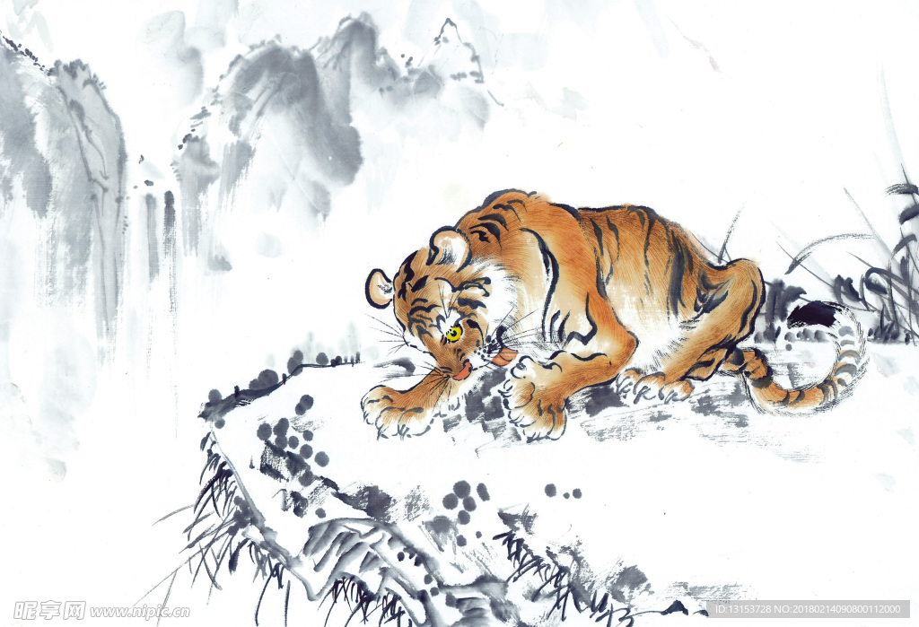老虎国画素材