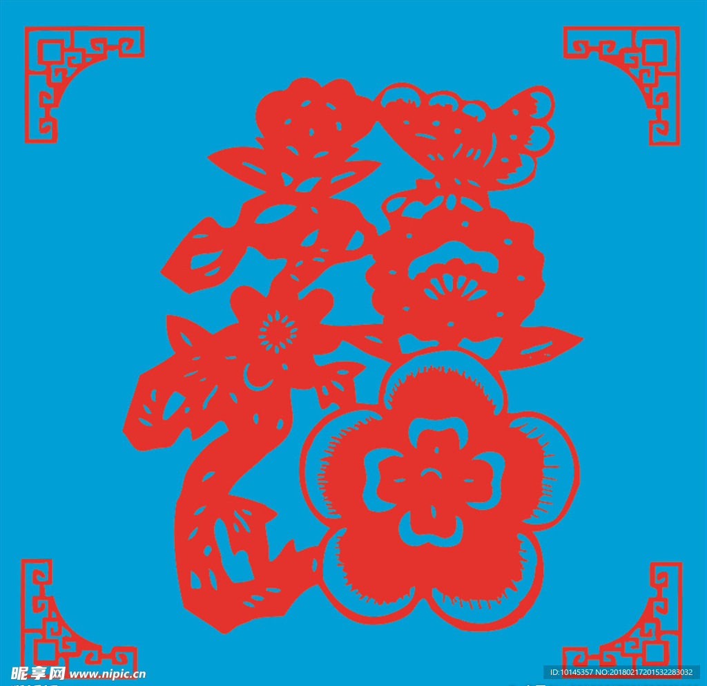 花卉福剪纸