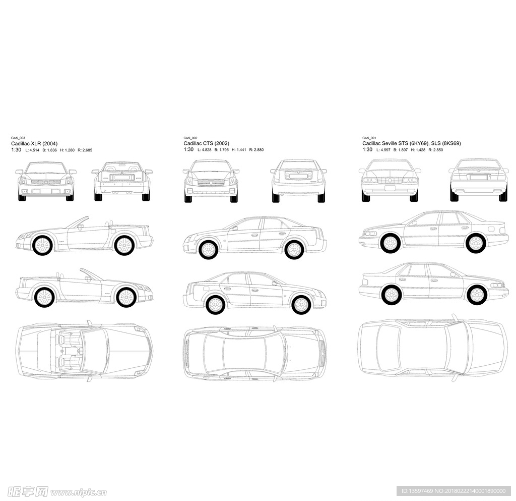 凯迪拉克三视图
