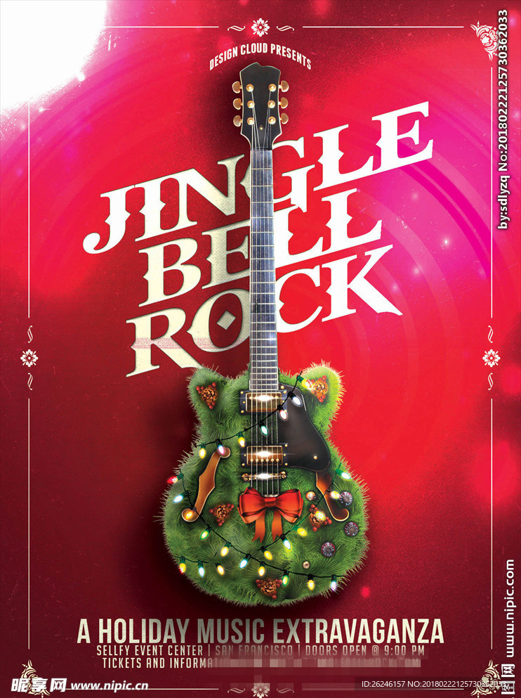 欧美圣诞节海报圣诞吉他图片下载
