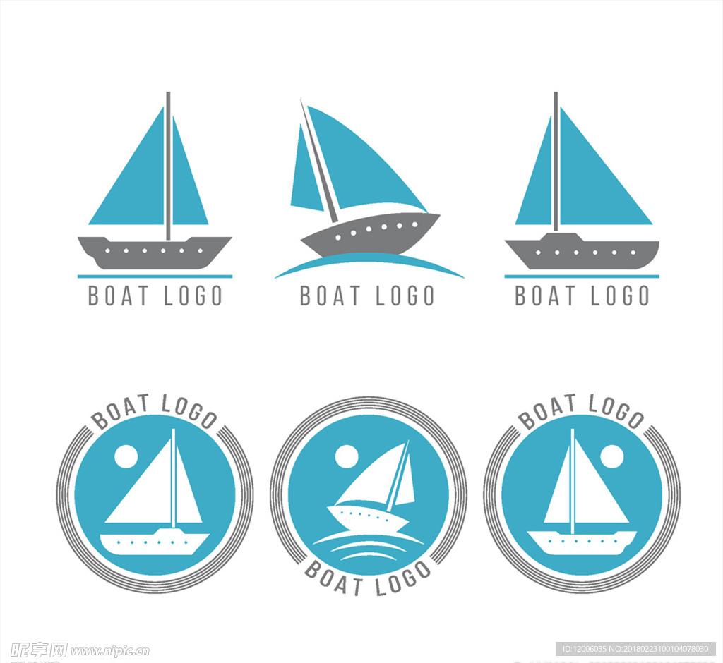 6款创意船舶标志矢量素材