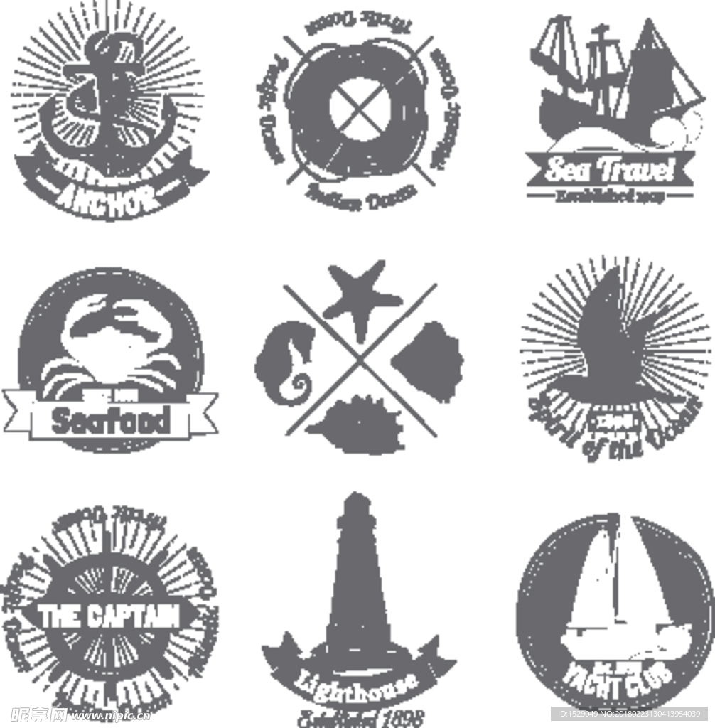 手绘海上元素图标