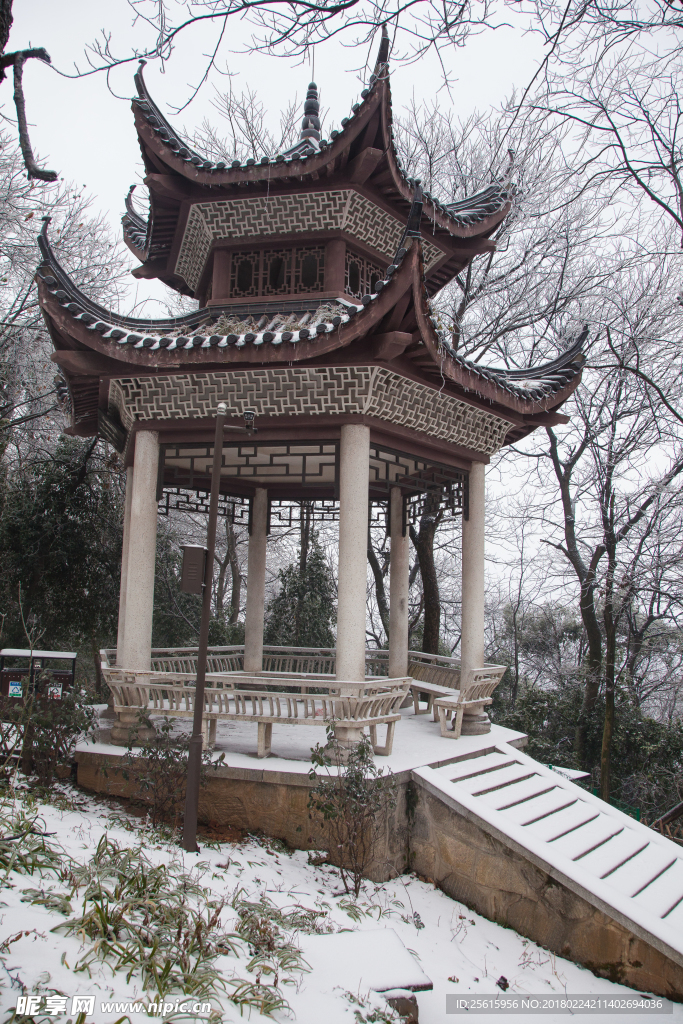 长沙岳麓山雪景