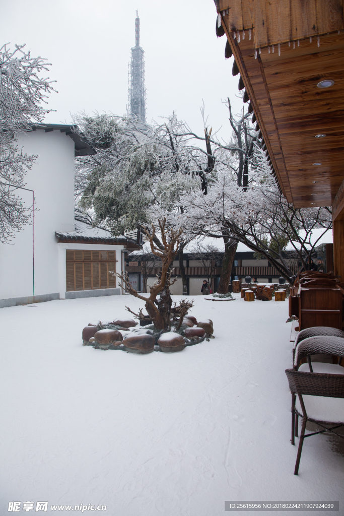 长沙岳麓山雪景