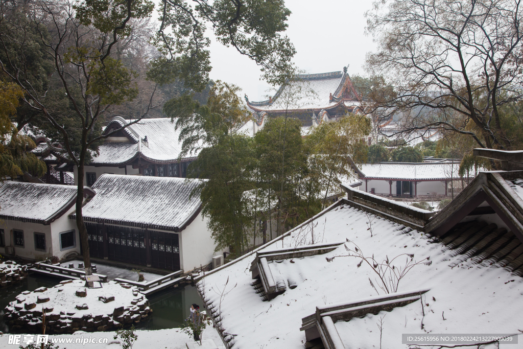 长沙岳麓山雪景