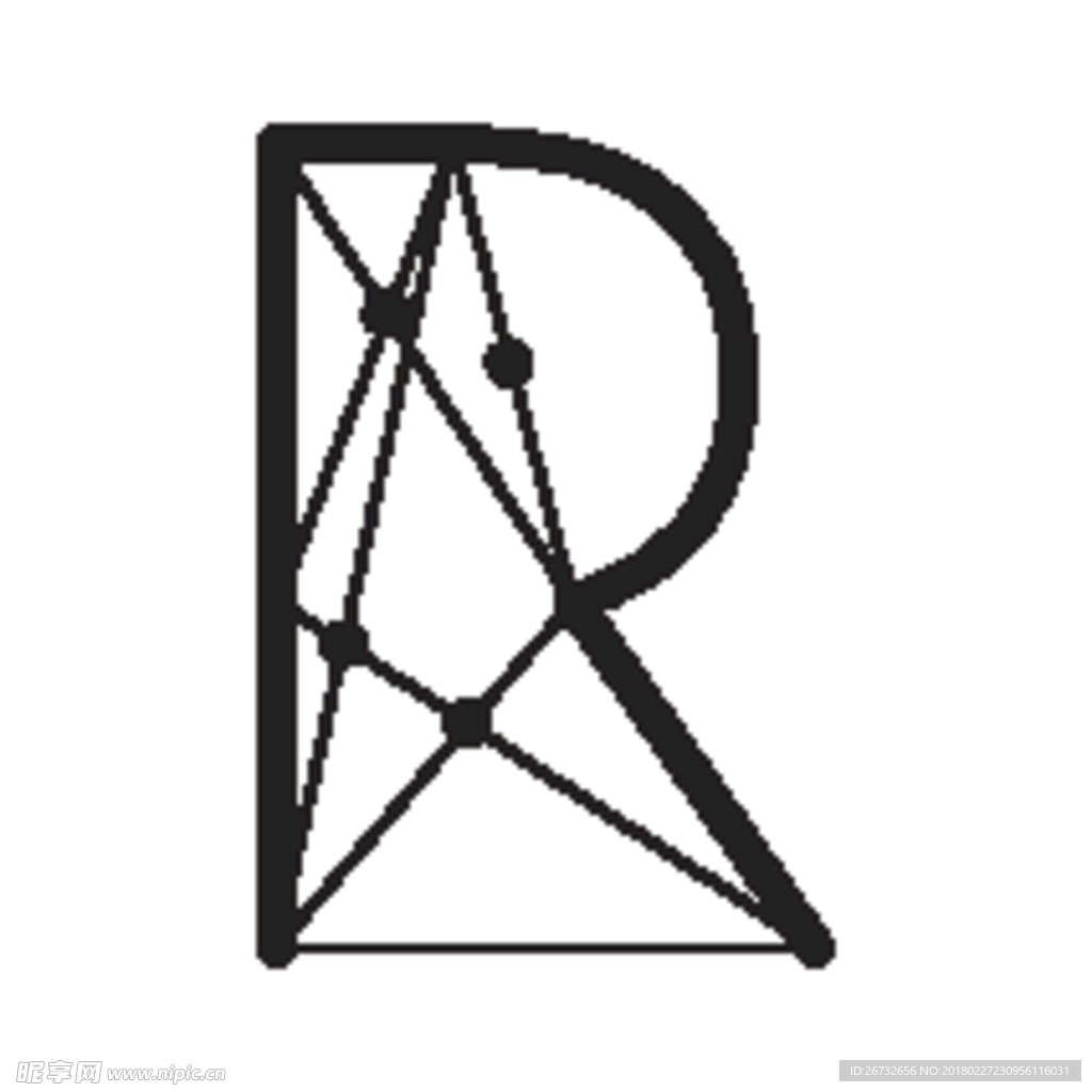 创意点线组合英文字母R