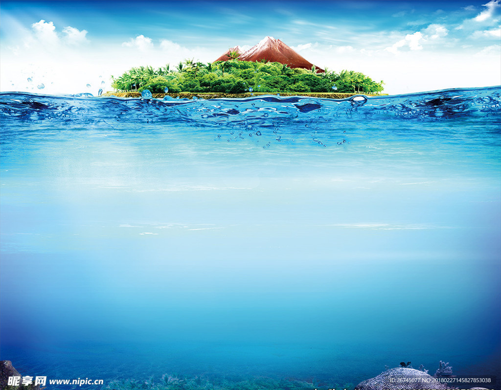 蓝色水底背景