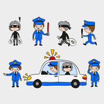 手绘警察和小偷