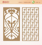 屏风隔断窗花雕花矢量图