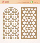 屏风隔断窗花雕花矢量图
