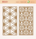 屏风隔断窗花雕花矢量图
