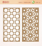 屏风隔断窗花雕花矢量图