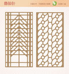 屏风隔断窗花雕花矢量图