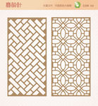屏风隔断窗花雕花矢量图