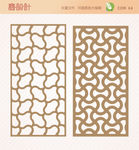 屏风隔断窗花雕花矢量图