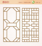 屏风隔断窗花雕花矢量图