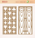 屏风隔断窗花雕花矢量图