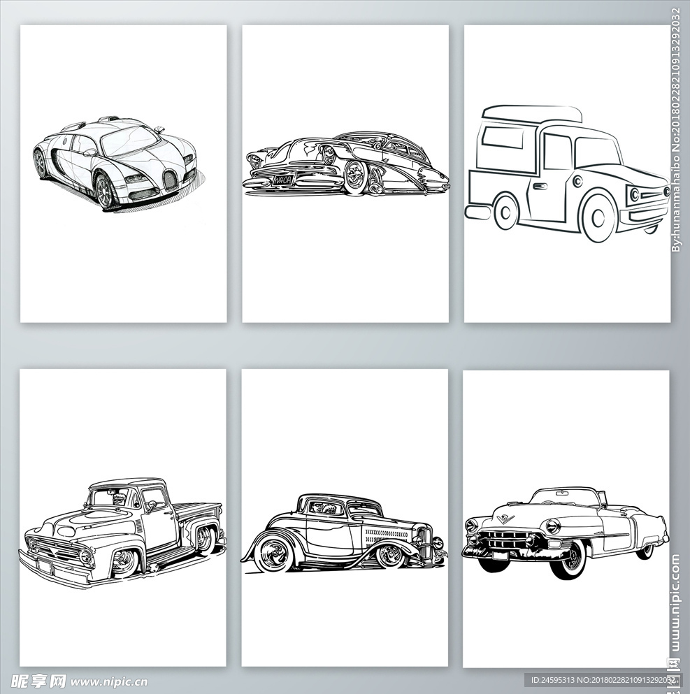 黑色线描汽车PNG免抠素材