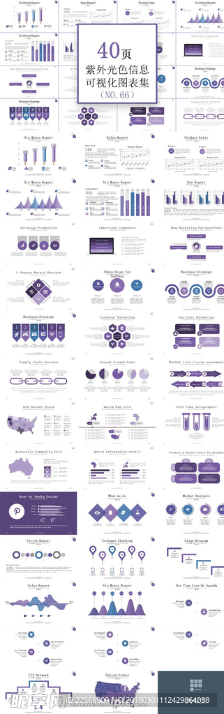 紫色信息PPT图表