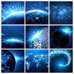 地球信息科技网络矢量图片